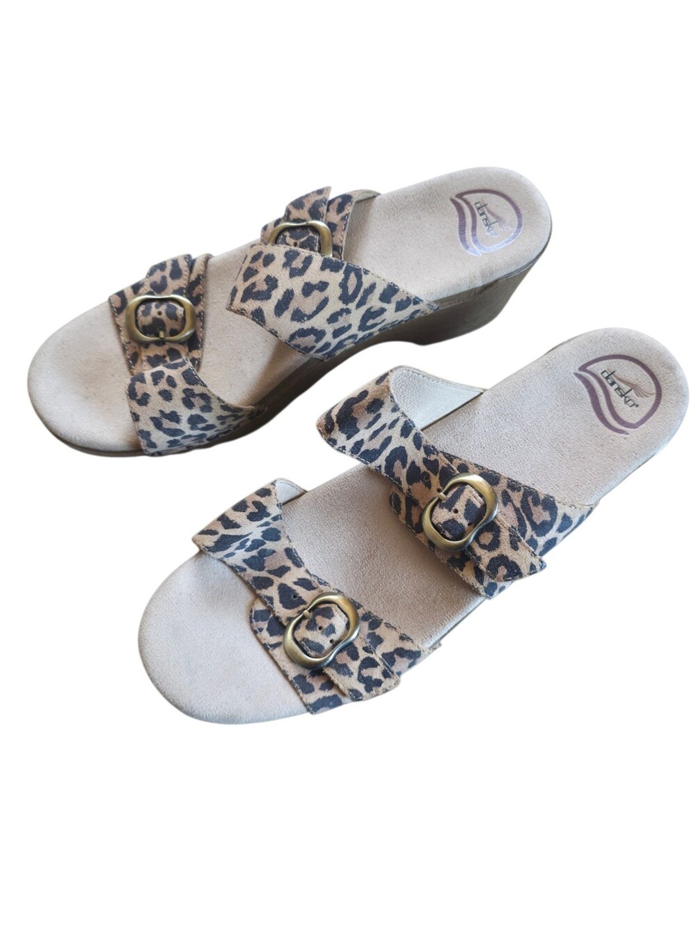 Dansko Leopard Print Double Buckle Wedge Sandals Size 42 - Picture 7 of 10